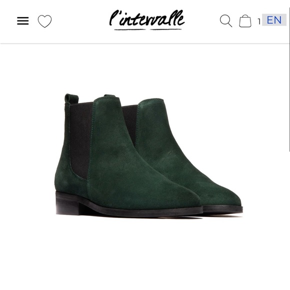 BRAND NEW Green suede ankle boots. Size 6.5 (European 37) L’intervalle - Picture 1 of 6